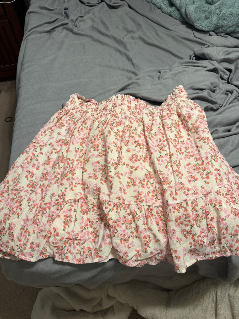 Time and tru Women's Floral Tiered Mini Skirt - Pink Floral